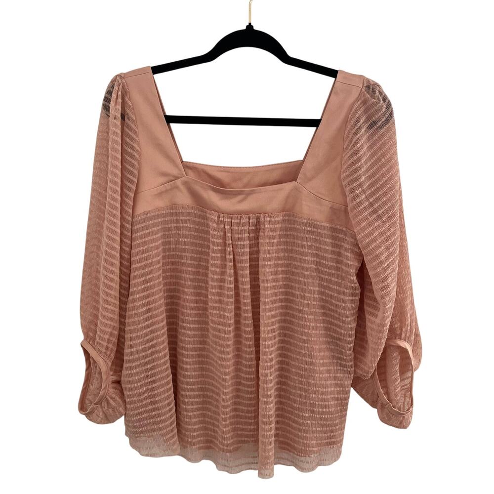 Anthropologie Meadow Rue Allyson Blouse Size Medium Pink Blush Peasant Striped